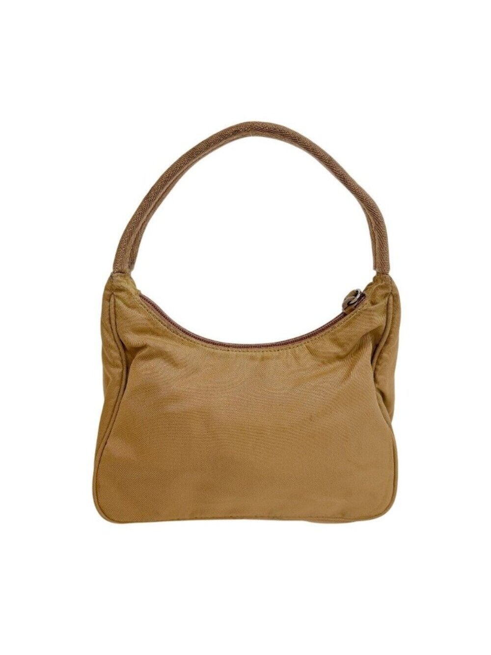Prada Triangle Logo Nylon Pouch Beige